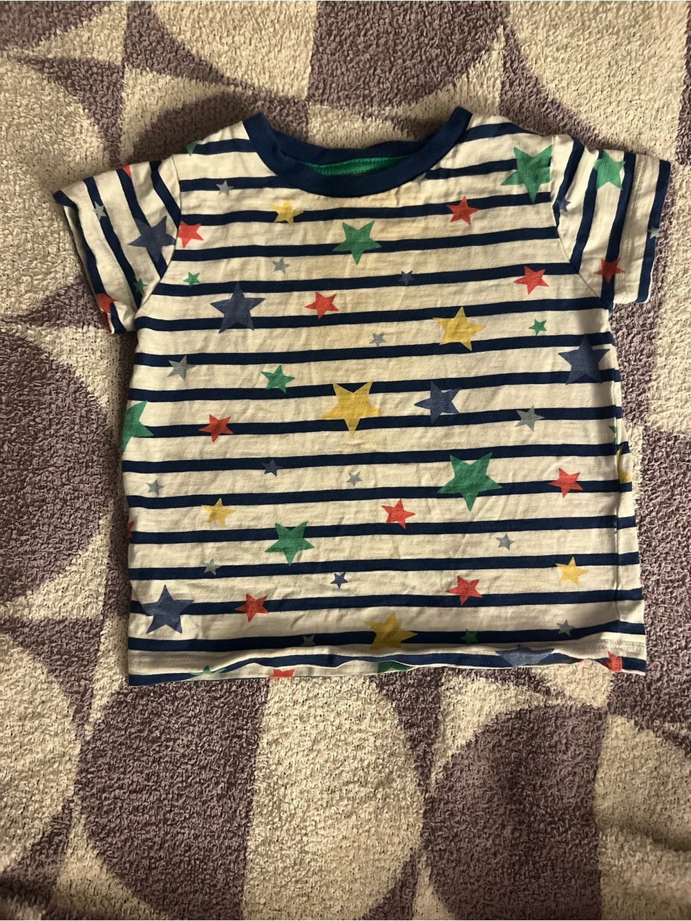 ⭐️Mini Boden Navy Striped Tee with Multicolor Stars